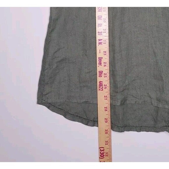 Lungo L'Arno Linen Top Women 1X Green Short Dolman Sleeve Mixed Fabric Gauze - Picture 5 of 11